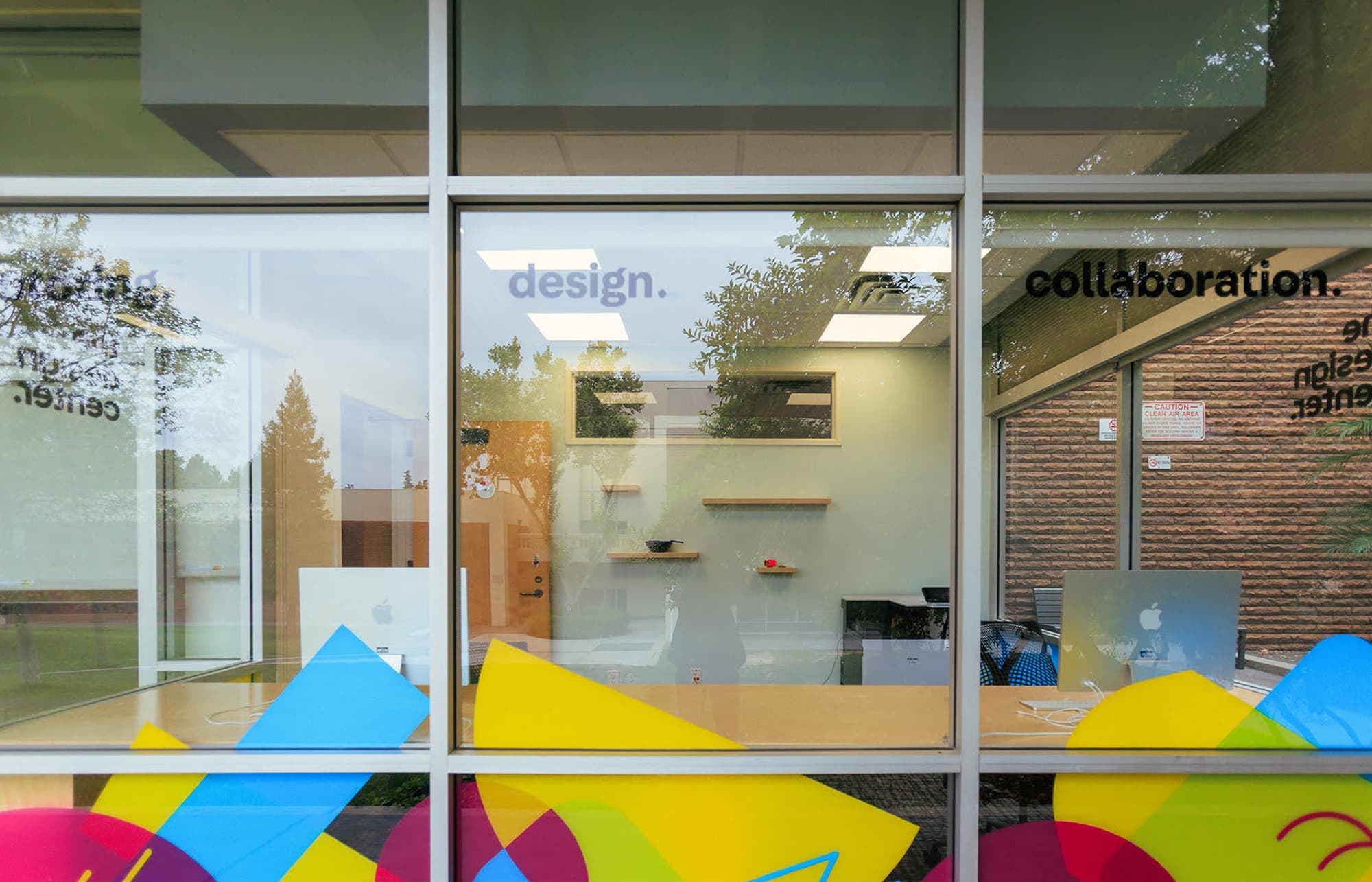 Interior view of The Design Center window